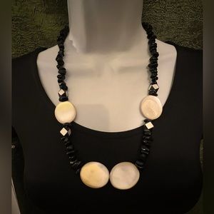 Onyx and Mother of Pearl stunning statement necklace